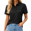 Damen Poloshirt Größe S Schwarz Kurzarm klassischer Kragen