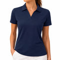 Damen Poloshirt Größe M aus Polyester in Marineblau mit Kurzarm