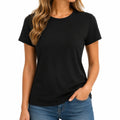 Damen T-Shirt Größe S Textil Schwarz Kurzarm Rundhals Alltag