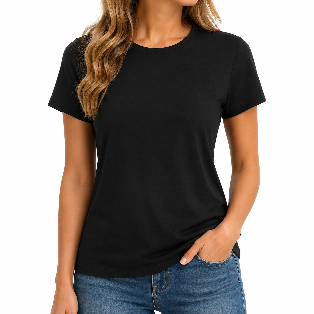 Damen T-Shirt Größe S Textil Schwarz Kurzarm Rundhals Alltag