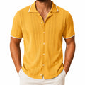 Herren Poloshirt XL aus Stricktextil Gelb Kurzarm mit Lochmuster