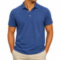 Herren Poloshirt Größe M Blau mit Kurzarm und Piquéstruktur