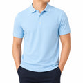 Herren Poloshirt Größe M Hellblau Kurzarm mit Knopfleiste