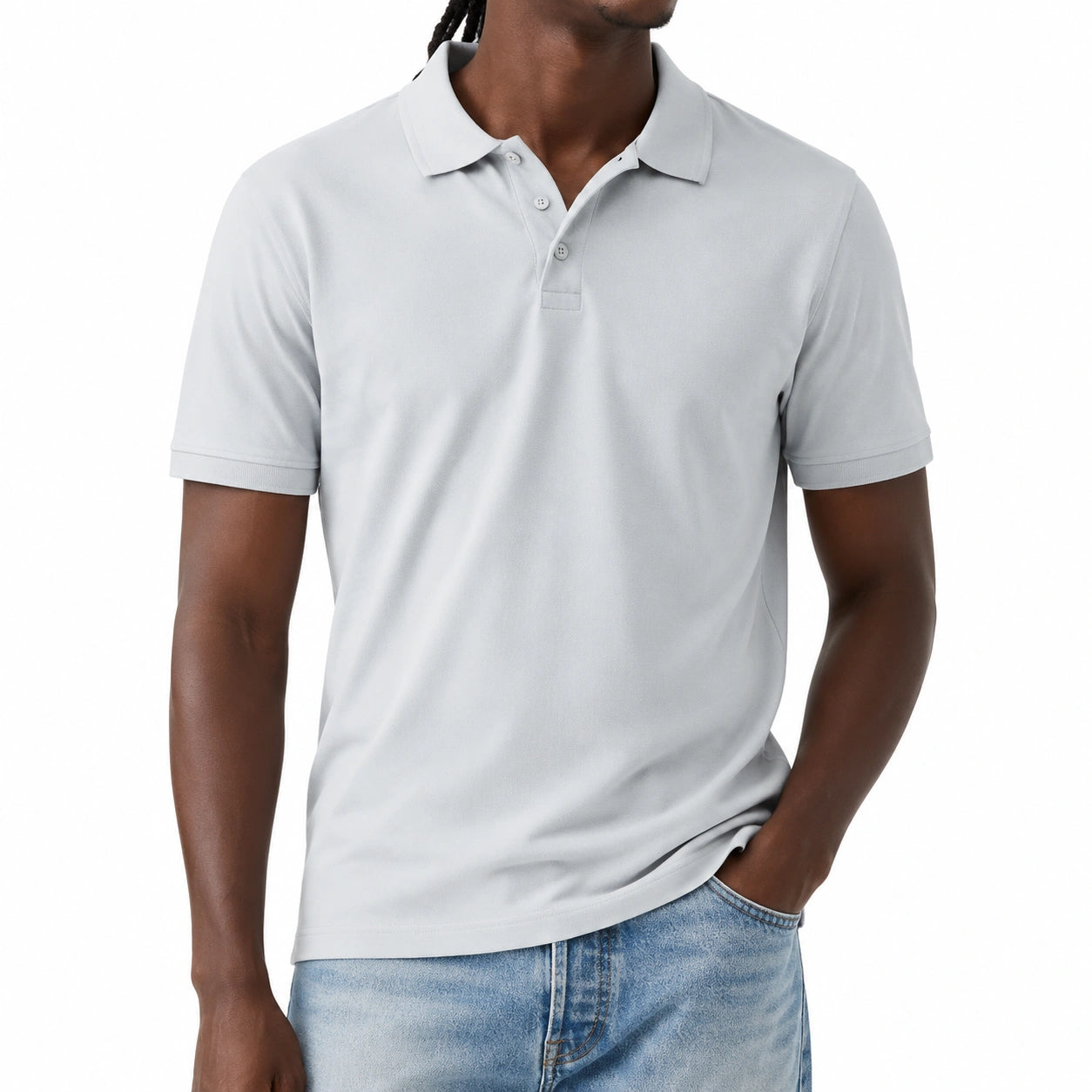 Herren Poloshirt Größe L Hellgrau Kurzarm Freizeit