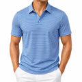 Herren Poloshirt XL aus Textil Blau Weiß gestreift kurzarm mit Kragen