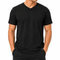 Herren T-Shirt Größe L Schwarz mit V-Ausschnitt Kurzarm