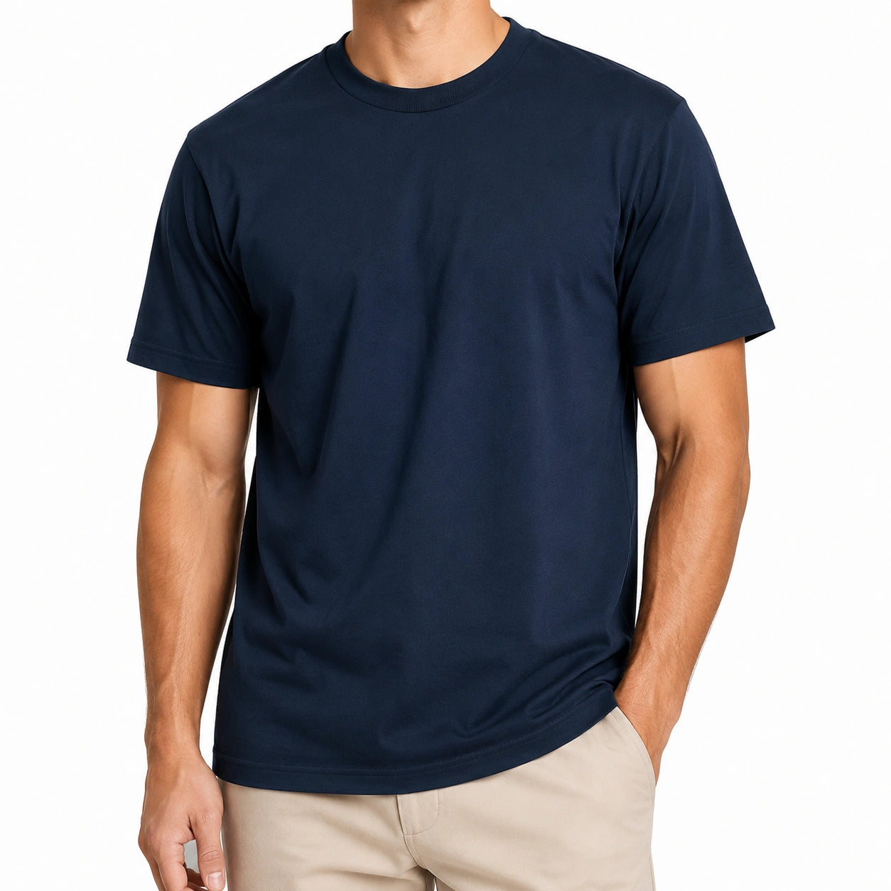 Herren T-Shirt L Dunkelblau Kurzarm Rundhals Freizeit