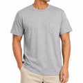 Herren T-Shirt Größe L Grau mit Brusttasche Rundhals Kurzarm