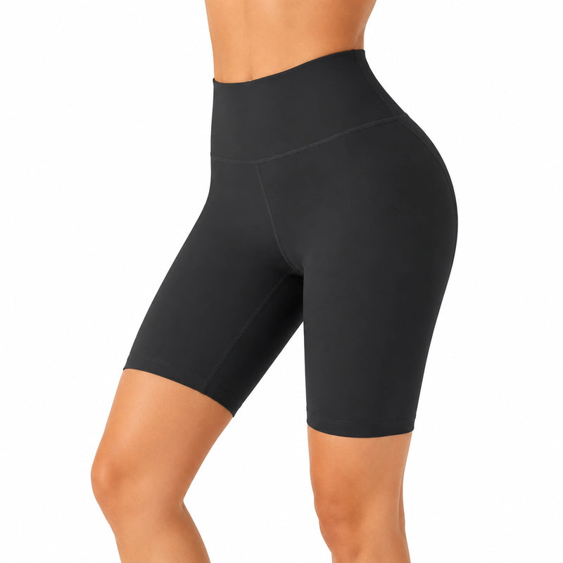 Damen Radlerhose Größe M aus elastischem Synthetikgewebe in Schwarz mit hohem Bund für Sport