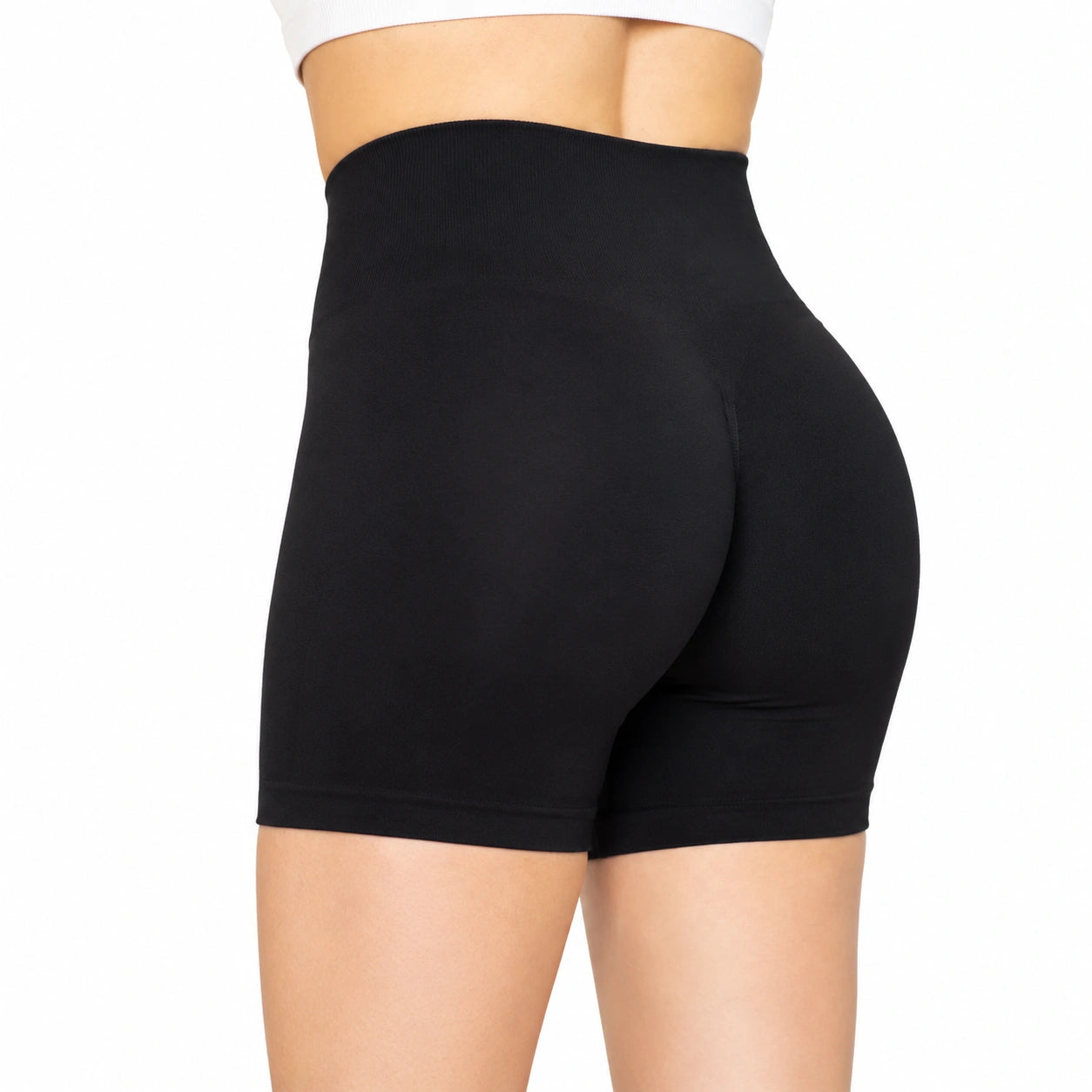 Damen Radlerhose Größe M aus Stretchstoff Schwarz mit hohem Bund figurbetont