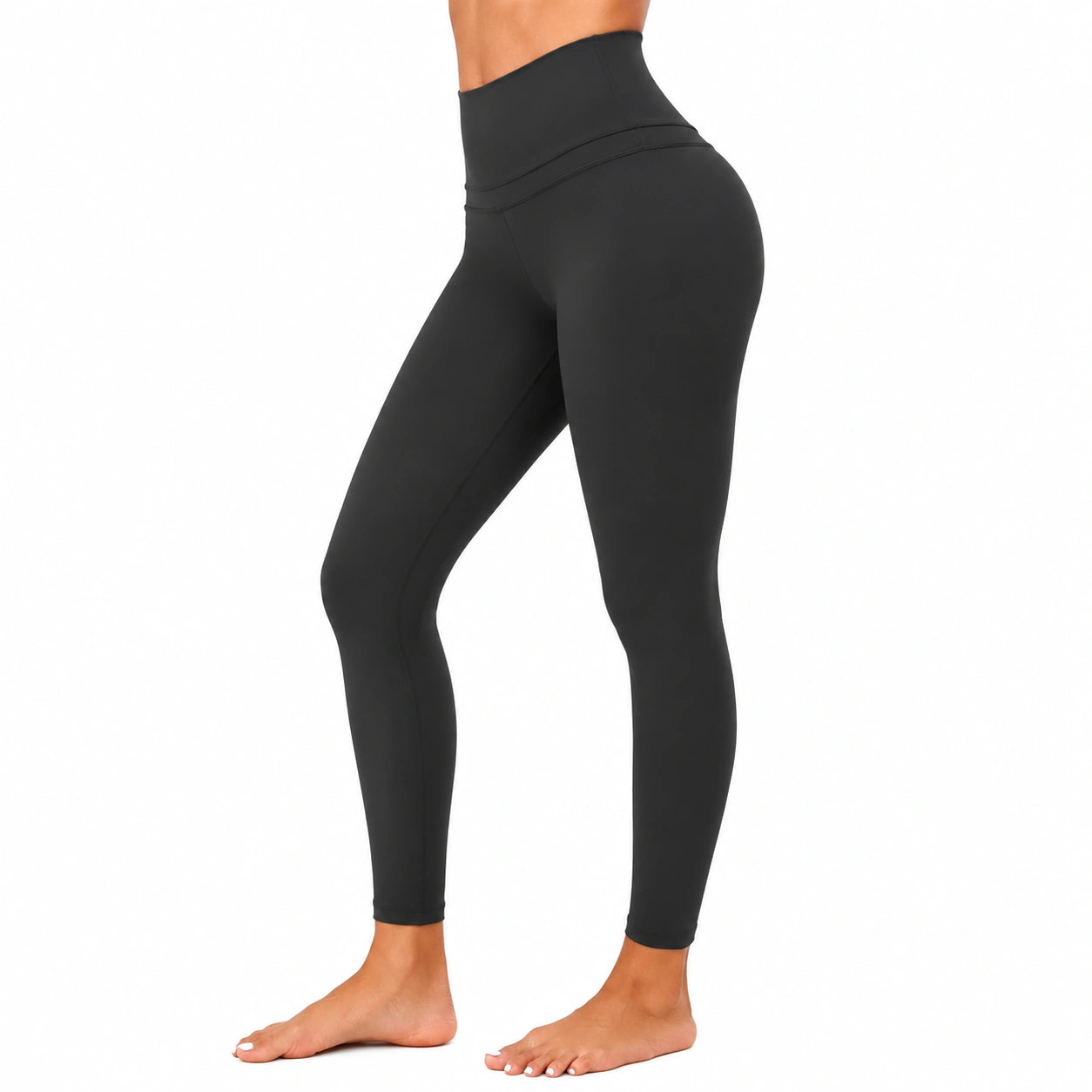 Damen Leggings Größe M aus elastischem Synthetikgewebe in Schwarz mit hohem Bund für Sport und Freizeit