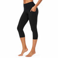 Damen Sport Capri Leggings Größe L Schwarz mit Seitentaschen
